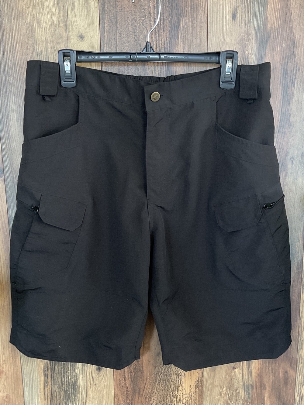 Men's Black Elastic Waist Utility Cargo Shorts L 316B